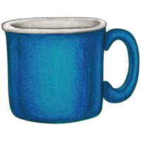 Watercolor hand drawn enamel mug png