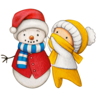 aquarelle mignonne enfant fabrication une bonhomme de neige png