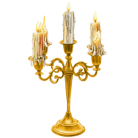 Watercolor hand drawn gothic candle holder png