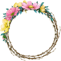 watercolor floral spring wreath png