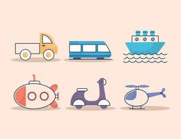 six transport items vector