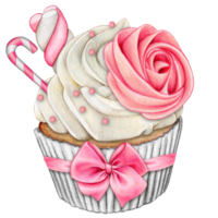 watercolor hand drawn cupcake png