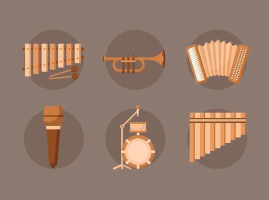six music instruments