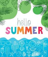 card of hello summer vector