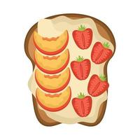 straberry and peach toast vector