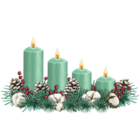 acuarela mano dibujado adviento velas decoración png