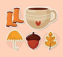 autumn items set vector