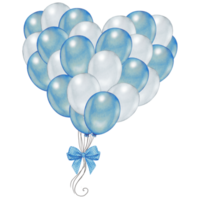 Watercolor heart shaped group of balloons png