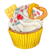 watercolor hand drawn cupcake png