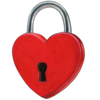 Watercolor hand drawn heart shaped lock png