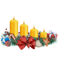 watercolor hand drawn advent candles decoration png