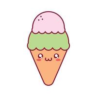 smiling kawaii ice cream vector