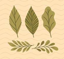 five green leaves vector