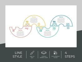 Puzzle step infographic vector design with 4 steps colorful style for presentation purpose.Line step infographic can be used for business and marketing