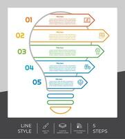 flujo de trabajo bulbo infografía vector diseño con 5 5 pasos y línea diseño. paso infografía lata ser usado para presentación, anual informe, negocio objetivo.