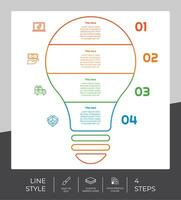 Workflow bulb infographic vector design with 4 steps and line design. Step infographic can be used for presentation, annual report, business purpose.