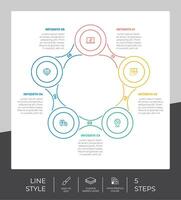 circle step infographic vector design with 5 steps colorful style for presentation purpose.Line step infographic can be used for business and marketing