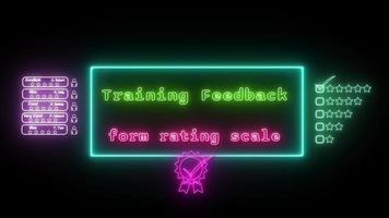 training feedback form rating scale Neon green-pink Fluorescent Text Animation green frame on black background video