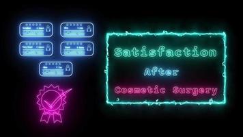 la satisfaction après cosmétique chirurgie néon vert-rose fluorescent texte animation vert Cadre sur noir Contexte video