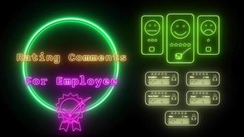 rating comments for employee Neon yellow-pink Fluorescent Text Animation green frame on black background video