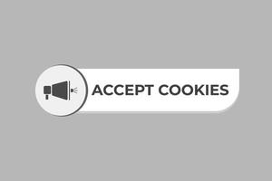 accept cookies Button. web template, Speech Bubble, Banner Label accept cookies. sign icon Vector illustration