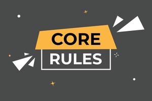 Core Rules Button. Speech Bubble, Banner Label Core Rules vector