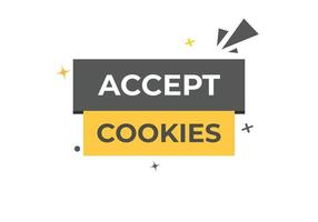 accept cookies Button. web template, Speech Bubble, Banner Label accept cookies. sign icon Vector illustration