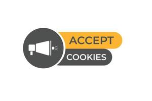 accept cookies Button. web template, Speech Bubble, Banner Label accept cookies. sign icon Vector illustration