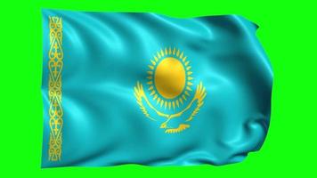 3d Flagge Animation von Kasachstan auf Grün Bildschirm video
