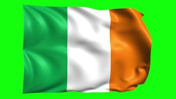 3d drapeau animation de Irlande sur vert écran video