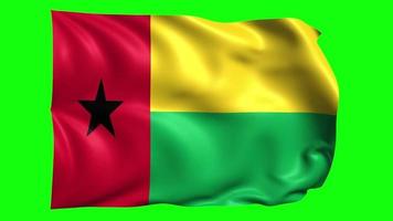 3d drapeau animation de Guinée Bissau sur vert écran video