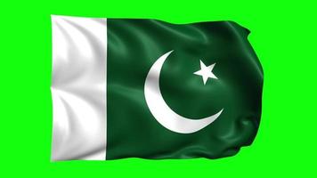 3d Animé Pakistan drapeau sur vert écran video