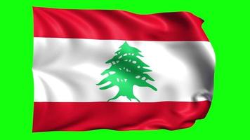 3d bandiera animazione di Libano su verde schermo video