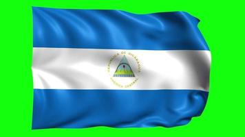 3d animado Nicaragua bandera en verde pantalla video