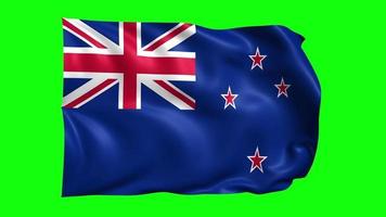 3d Animated New Zealand flag on green screen video