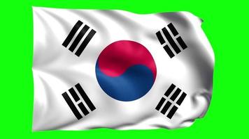 3d bandera animación de sur Corea en verde pantalla video