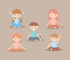 five yoga kids vector