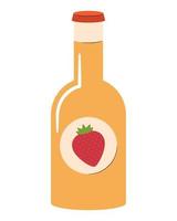 strawberry beverage bottle vector
