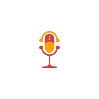 Microphone logo with mouse over it vector