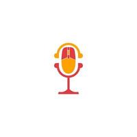 Microphone logo with mouse over it vector