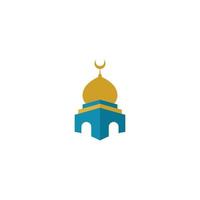 Mosque logo with crescent and crescent moon on white background vector