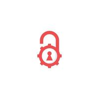 lock padlock logo design with gear underneath and color pattern vector