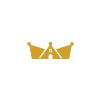 royal crown logo with house design combination vector