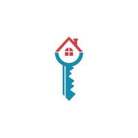 Logo for house key company with house key on top. vector