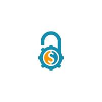 Lock with gear symbol for safety and security vector