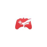 Red game controller with an eagle on it vector