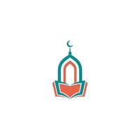 Mosque logo with crescent and crescent moon on white background vector