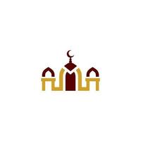 Mosque logo with crescent and crescent moon on white background vector