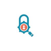 lock padlock logo design with gear underneath and color pattern vector