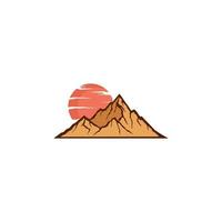 Mountain landscape with sun and mountains in the background. vector